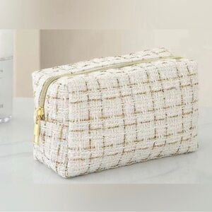 Tweed white Makeup bag or Pencil pouch